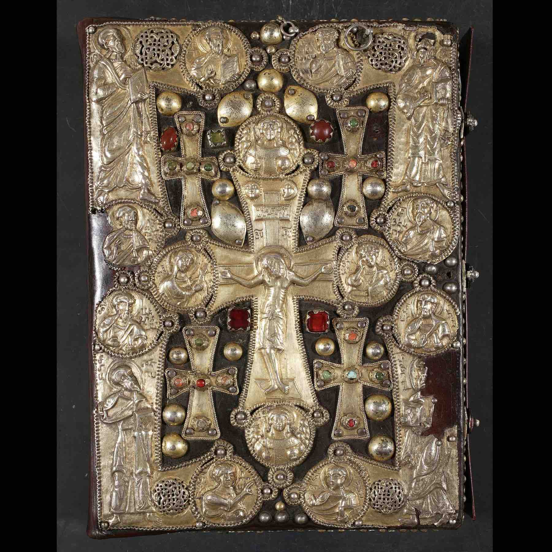 HMML’s Eastern Christian collections include a large number of Armenian manuscripts containing important texts and bookbindings, like this silver and jeweled cover of an Armenian gospel book from Anṭilyās, Lebanon (<a href='https://w3id.org/vhmml/readingRoom/view/510608'>ACC 8</a>)