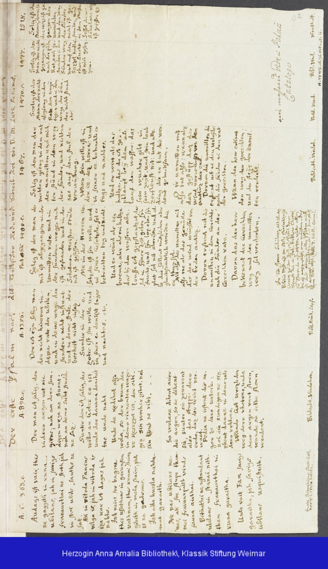 <em>Der erste Psalm nach der Alt-Teutscher Rede und Schreib-Art von D. M. Luth. Reformat.</em>
