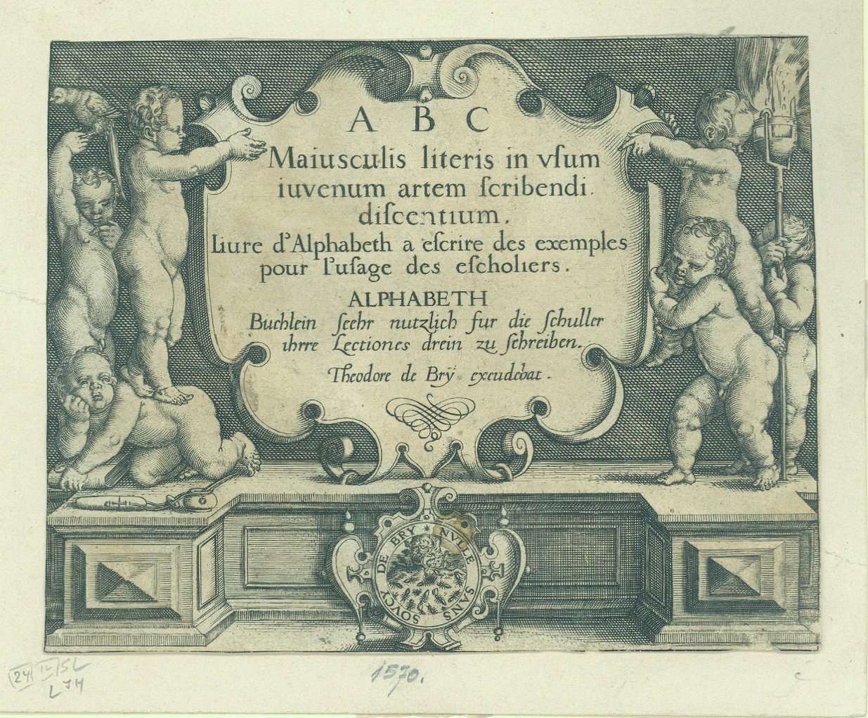 Theodor de Bry, <em>Title page for ABC Maiusculis literis in usum juvenum.</em>
