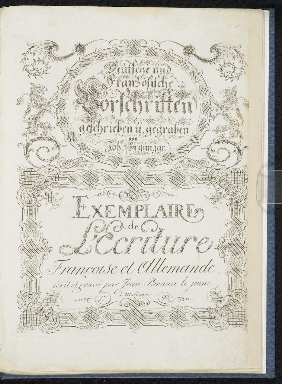 Guide for calligraphy by Johann Braun [French/German]<br>Mulhouse, 1793