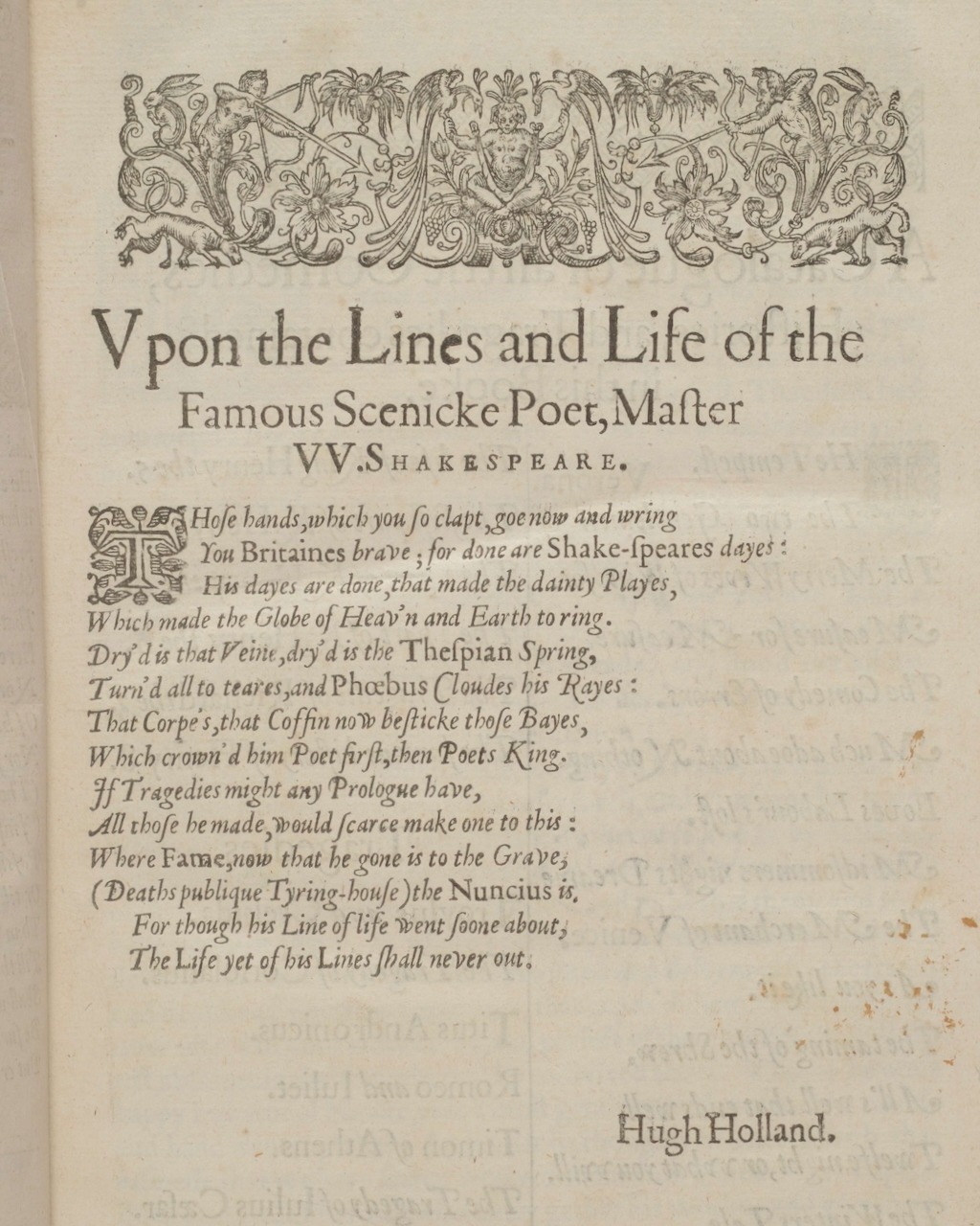 Praise poem by Hugh Holland