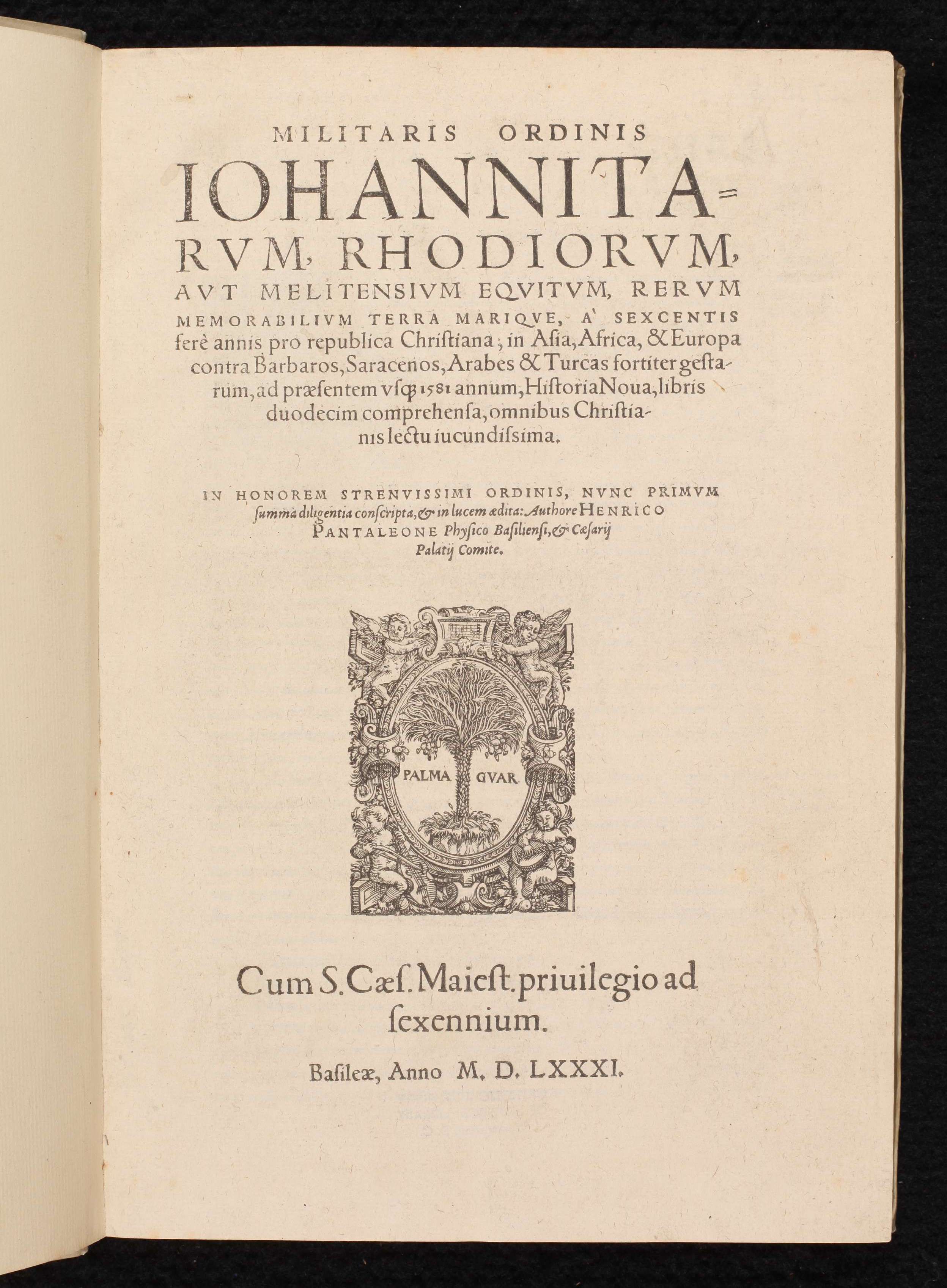 title page of Militaris ordinis Iohannitarum, Rhodiorum, aut Melitensium equitum
