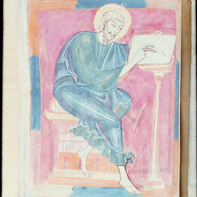 Miniature featuring the Evangelist Matthew, from Msc. VII Nr. 1315 (HMML proj. num. 41187)