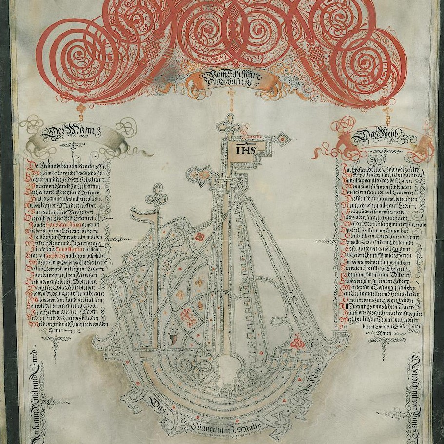 Little Ship of Christ, by schoolmaster Georg Fischer; wedding gift with poems for bride and groom (43377, Hs. 1276)