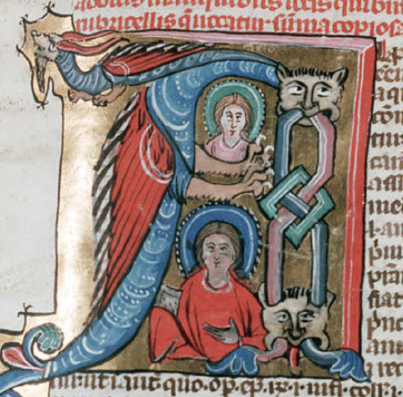 Zoomorphic initial A, from Ms. Barth. 8 (HMML proj. num. 44694)